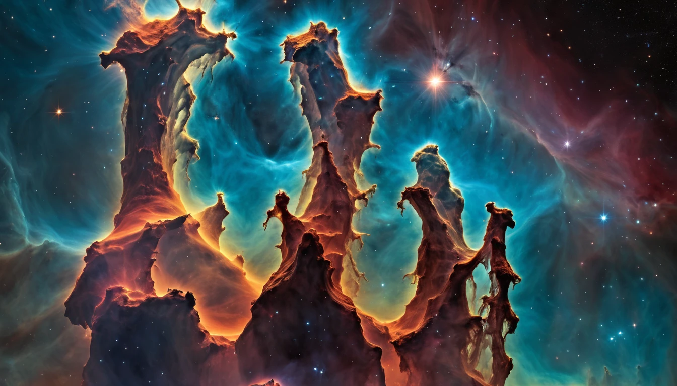 Comparison of Hubble and JWST images of Space Butterfly Nebula.